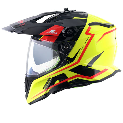 Axor X-Cross Dual Visor FlagsOff Gloss Neon Yellow Black Helmet