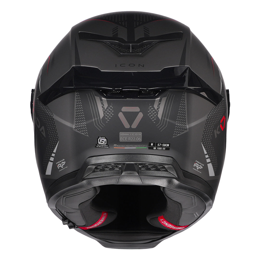 KORDA ICON STRIKE MATT GREY HELMET (DUAL VISOR)