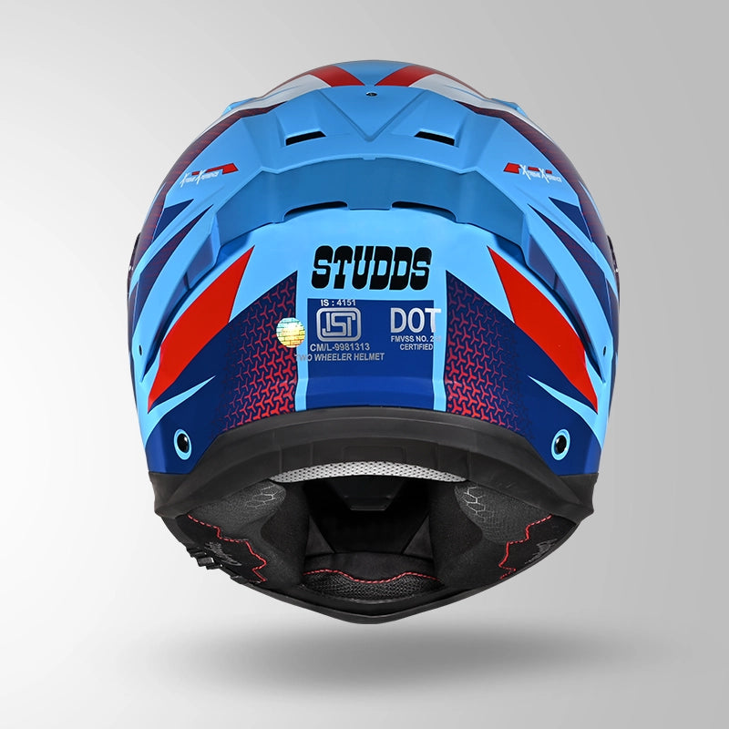Studds Helios Circuit D2 Blue & Red Helmet