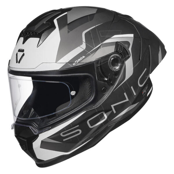 KORDA SONIC GP ROADLION MATT BLACK GREY W/P HELMET (Dual visor)