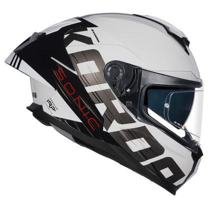 KORDA SONIC GP ZHARK GLOSS BLACK WHITE W/P HELMET (Dual visor)