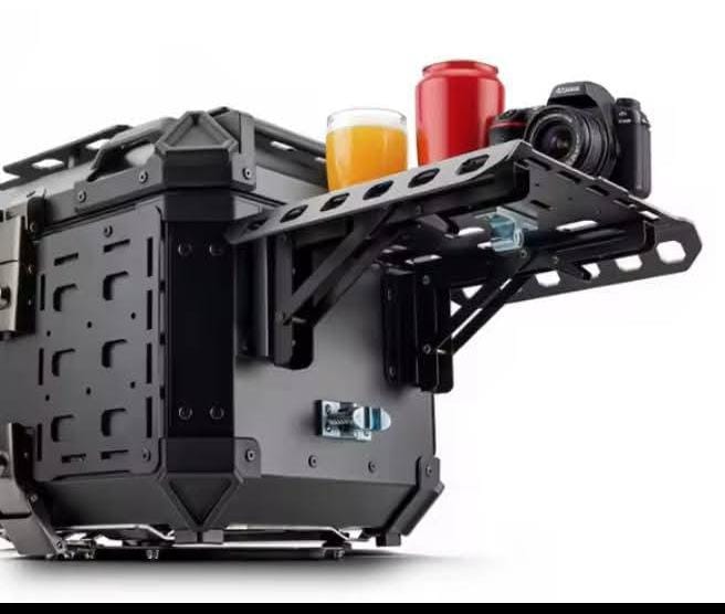 MH MOTO ADVENTURE ALUMINIUM TOP BOX - 45 Ltrs WITH INTEGRATED  MOLLE EXPANSION SIDE OPNABLE TRAY