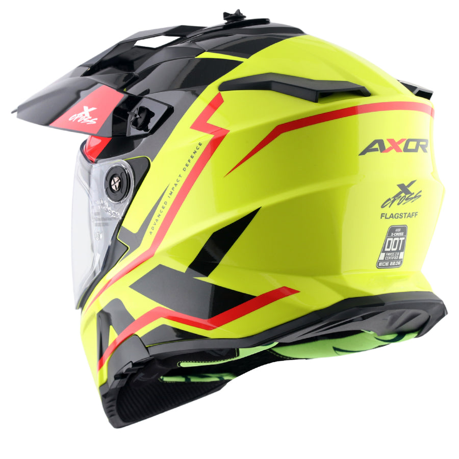 Axor X-Cross Dual Visor FlagsOff Gloss Neon Yellow Black Helmet
